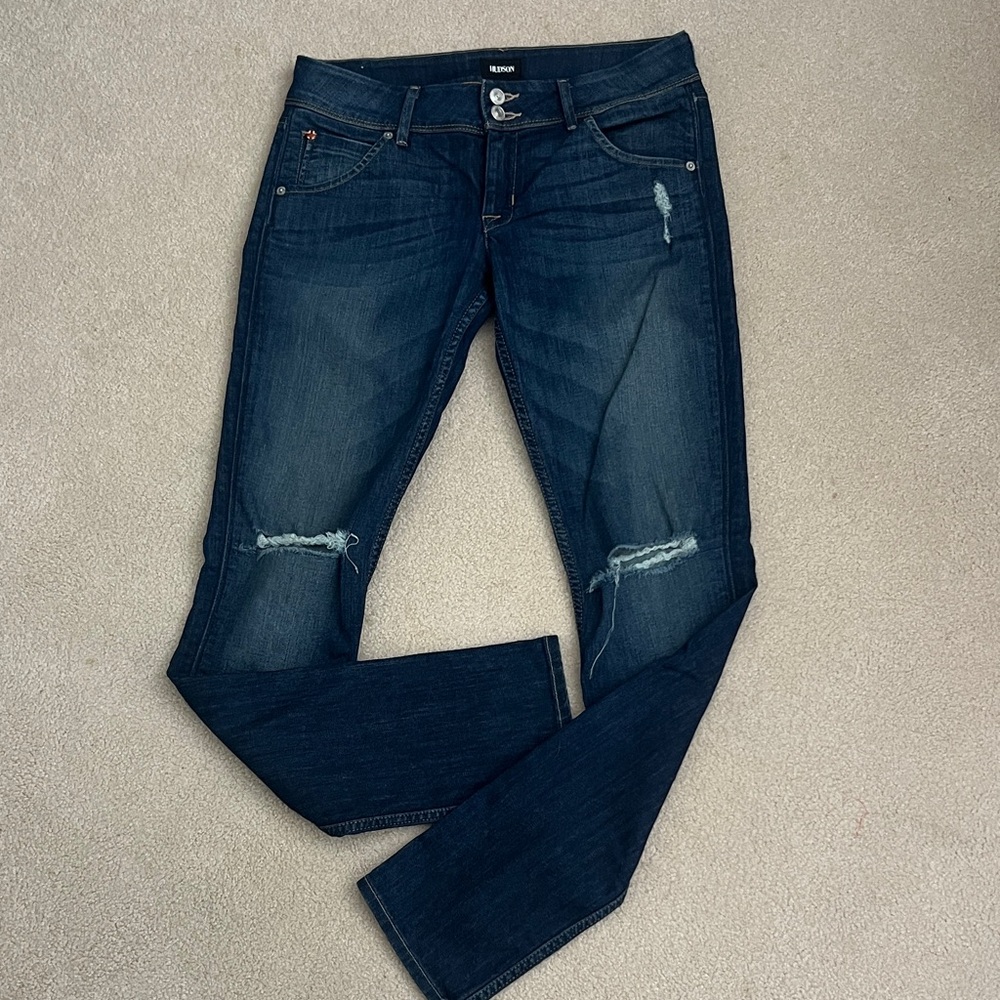 Hudson Jeans Women's Skinny Dark Indigo Distressed